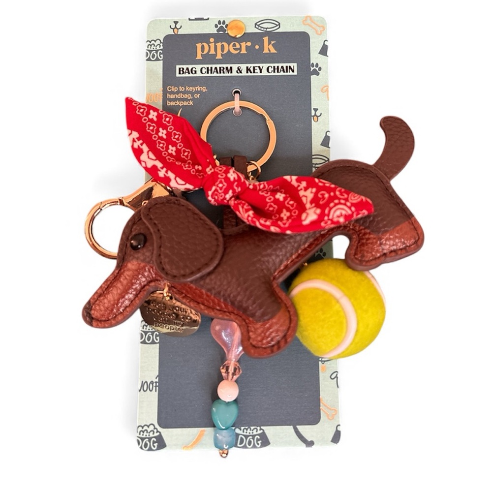 NEW Piper K Dachshund Dog Bag Charm and Key Chain